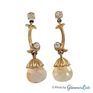 Vintage Avon Extraordinary Briolette Vine Gold Tone Drop Pierced Earrings